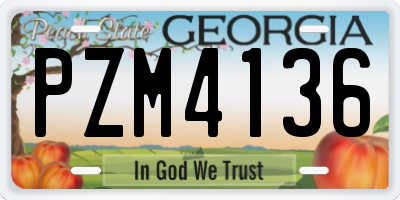 GA license plate PZM4136