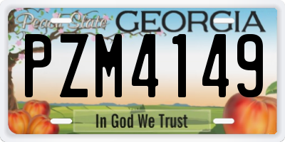 GA license plate PZM4149