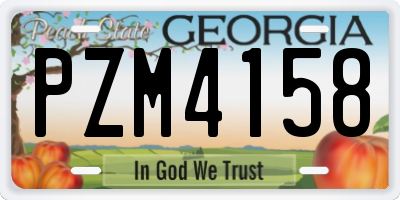 GA license plate PZM4158