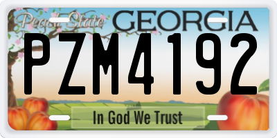 GA license plate PZM4192