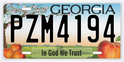 GA license plate PZM4194