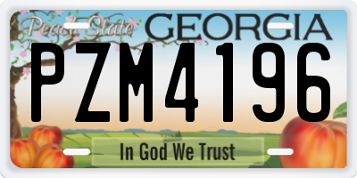 GA license plate PZM4196
