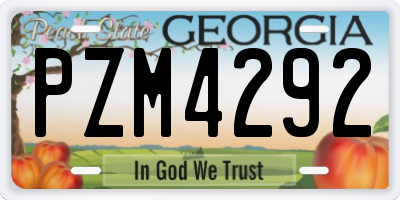 GA license plate PZM4292