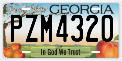 GA license plate PZM4320