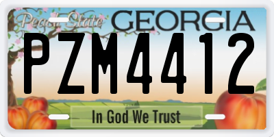 GA license plate PZM4412