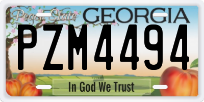 GA license plate PZM4494
