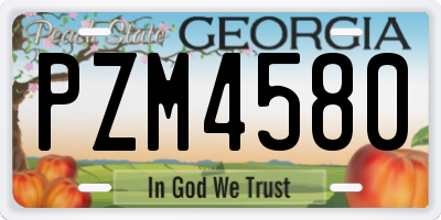 GA license plate PZM4580