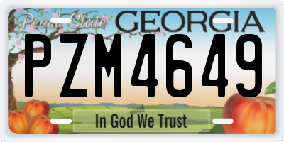 GA license plate PZM4649