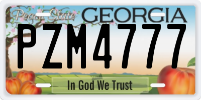 GA license plate PZM4777