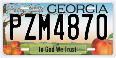 GA license plate PZM4870