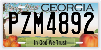 GA license plate PZM4892