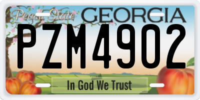 GA license plate PZM4902