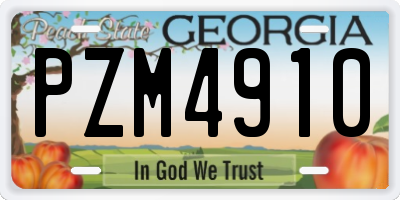 GA license plate PZM4910