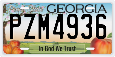 GA license plate PZM4936