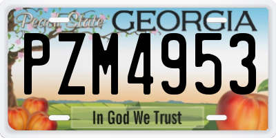 GA license plate PZM4953