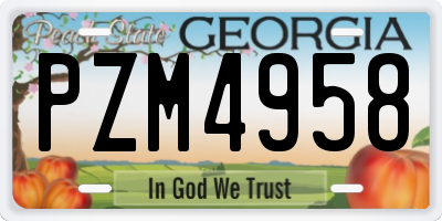 GA license plate PZM4958