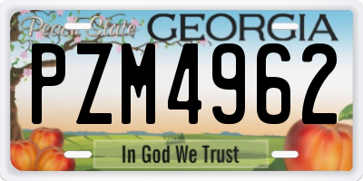 GA license plate PZM4962