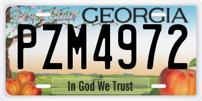 GA license plate PZM4972
