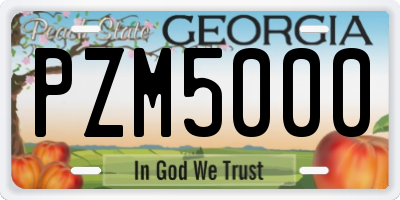GA license plate PZM5000