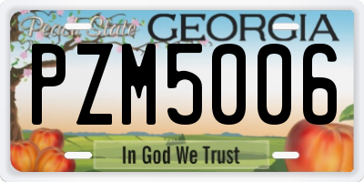 GA license plate PZM5006