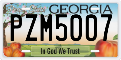 GA license plate PZM5007