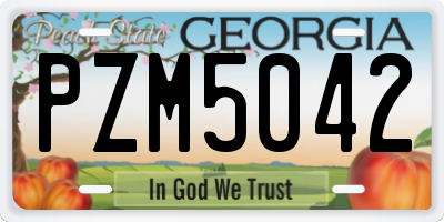 GA license plate PZM5042