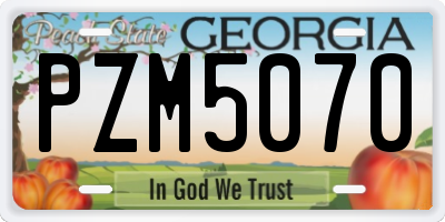 GA license plate PZM5070