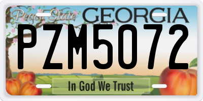 GA license plate PZM5072
