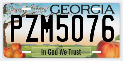 GA license plate PZM5076