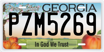 GA license plate PZM5269