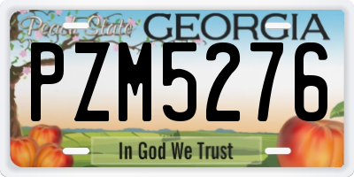 GA license plate PZM5276