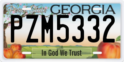 GA license plate PZM5332