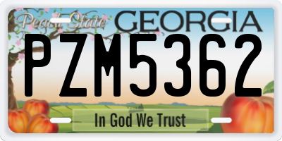 GA license plate PZM5362