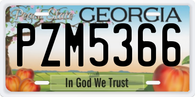 GA license plate PZM5366
