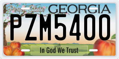 GA license plate PZM5400