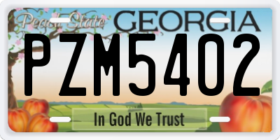 GA license plate PZM5402