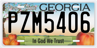 GA license plate PZM5406
