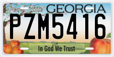 GA license plate PZM5416