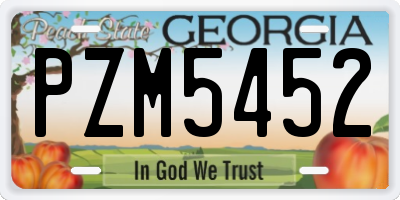 GA license plate PZM5452