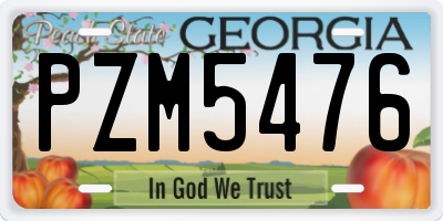 GA license plate PZM5476