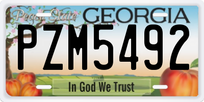 GA license plate PZM5492