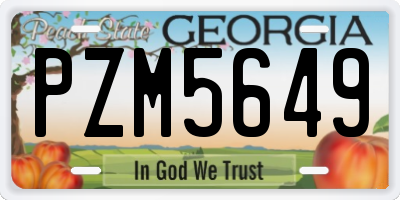 GA license plate PZM5649