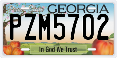 GA license plate PZM5702