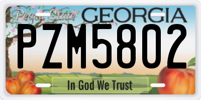 GA license plate PZM5802
