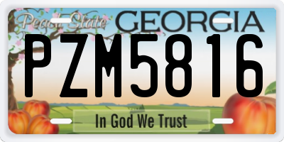 GA license plate PZM5816