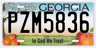 GA license plate PZM5836