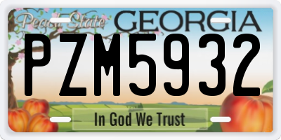 GA license plate PZM5932