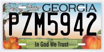 GA license plate PZM5942