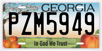 GA license plate PZM5949