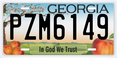 GA license plate PZM6149
